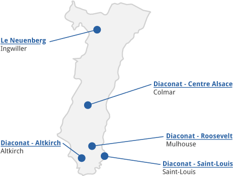 Carte des instituts de la fondation du Diaconat